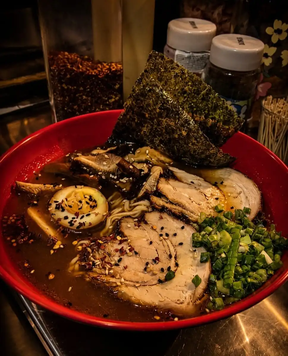 ramen tonkotsu con chashu, ajitama y nori al estilo yatai, comida japonesa en Surquillo, Lima