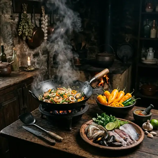 wok tradicional y técnica cocina nikkei comida japonesa Lima